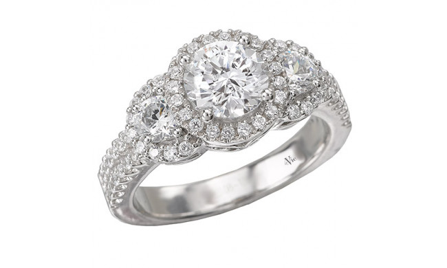 14k White Gold Triple Halo Semi-Mount Engagement Ring