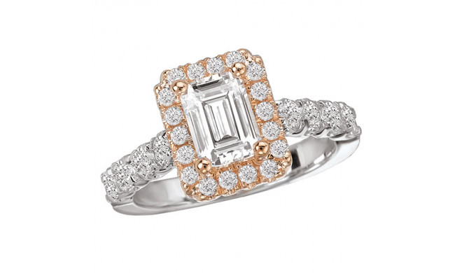 Romance 18k Two-Tone Gold Halo Semi-Mount Engagement Ring