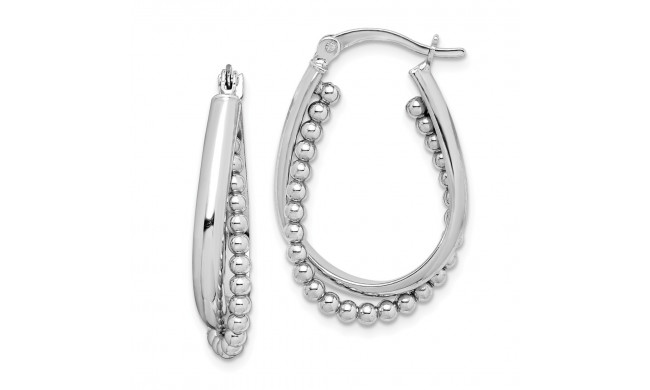 Quality Gold Sterling Silver Rhodium-plated Beaded Hoop Earrings - QE14174