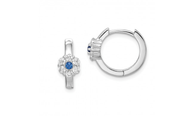 Quality Gold Sterling Silver Rhodium-plated Created Spinel &  CZ Flower Hoop Earrings - QE15385
