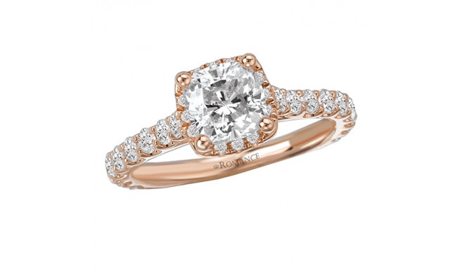 Romance 18k Rose Gold Halo Semi-Mount Diamond Engagement Ring