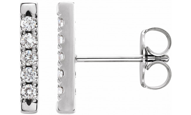 14K White 1/8 CTW Diamond French-Set Bar Earrings - 87066600P