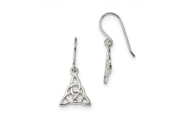 Quality Gold Sterling Silver Rhodium-plated Polished Trinity Knot Dangle Earrings - QE13550