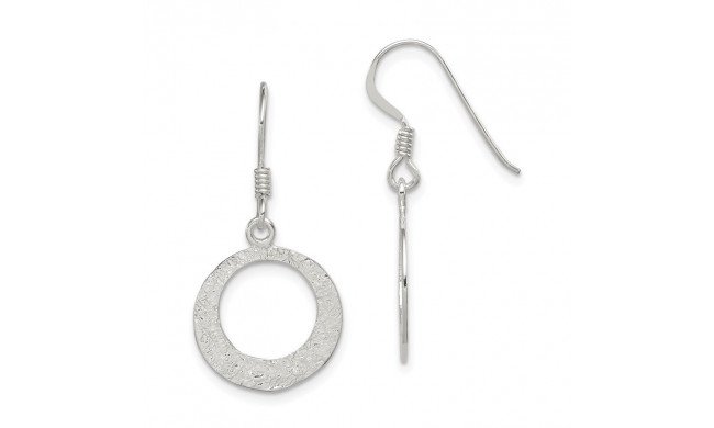 Quality Gold Sterling Silver Polished & Textured Round Dangle Earrings - QE6981