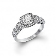 Zeghani 14k White Gold Elegant Graduated Halo And Diamond Engagement Ring