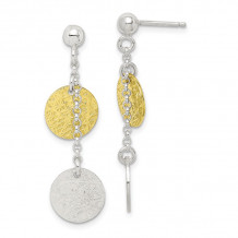 Quality Gold Sterling Silver & Vermeil Polished & Textured Dangle Earrings - QE6310
